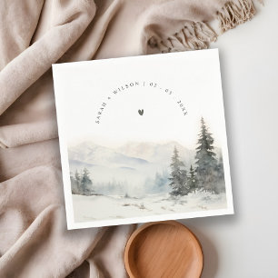 Dusky Winter Snow Mountain Landschaft Hochzeit Serviette