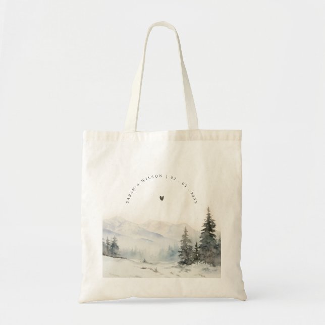 Dusky Winter Snow Mountain Landschaft Hochzeit Tragetasche (Vorne)