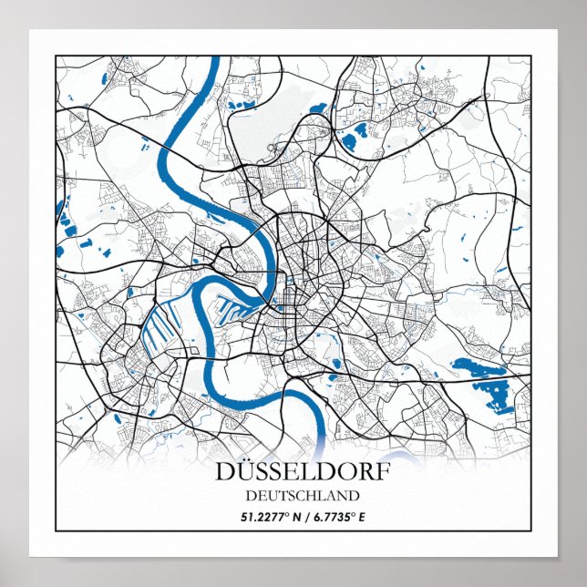 Dusseldorf Deutschland City Map Travel Simple Poster (Vorne)