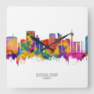 Düsseldorf Deutschland Skyline Quadratische Wanduhr