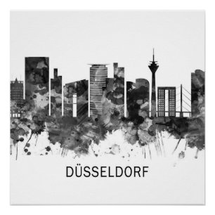 Dusseldorf Germany Skyline BW Poster