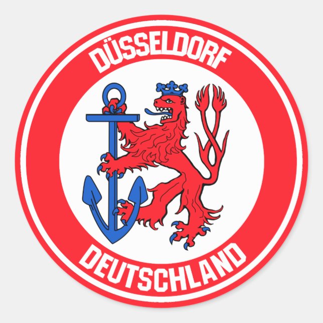Düsseldorf Round Emblem Runder Aufkleber (Vorderseite)