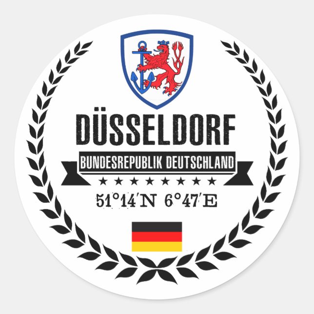 Düsseldorf Runder Aufkleber (Vorderseite)
