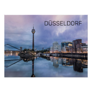 Dusseldorf Skyline Deutschland Holiday Sunset Souv Poster