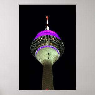 Düsseldorfer Rheinturm nachts Poster
