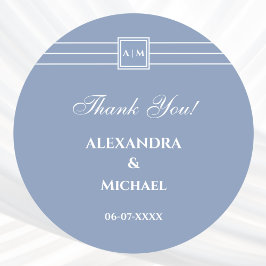 Dust Blue Whie Modern Wedding Vielen Dank Runder Aufkleber