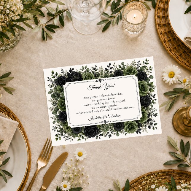 Düster-botanische Hochzeit Dankeskarte (Von Creator hochgeladen)