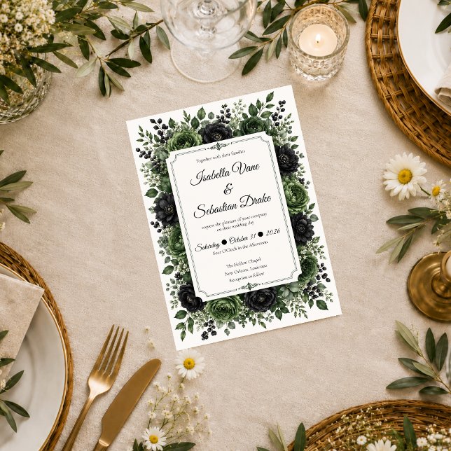 Düster-botanische Hochzeit Einladung (Von Creator hochgeladen)