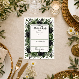 Düster-botanische Hochzeit RSVP Karte