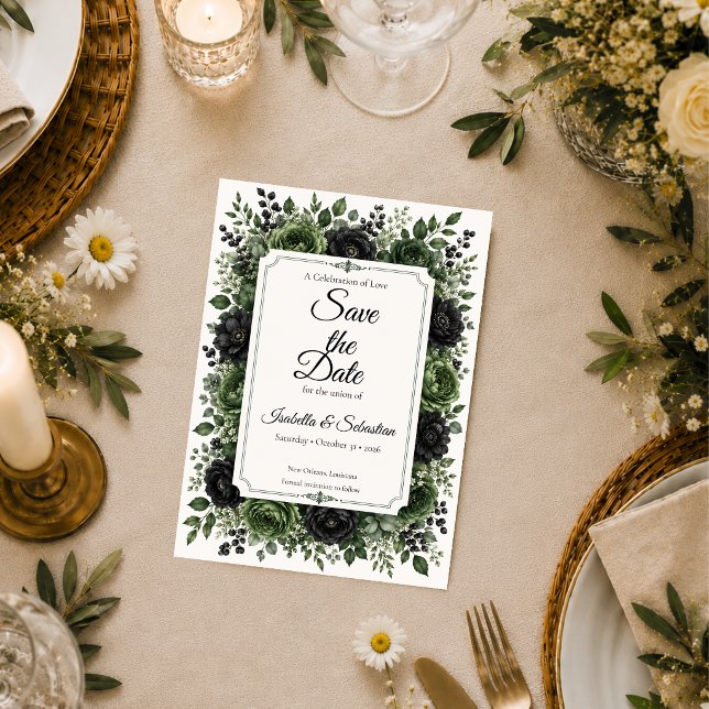 Düster-botanische Hochzeit Save The Date (Von Creator hochgeladen)