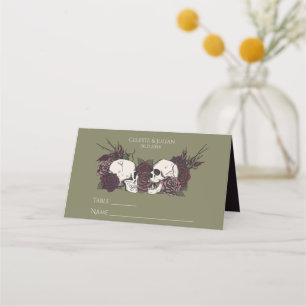 Düster dunkle florale olivgrüne Hochzeitsplatzkart Platzkarte