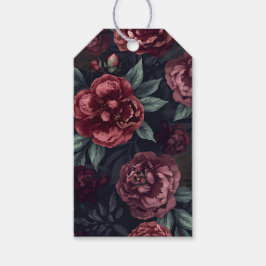 Düster florale Wasserfarbe Dunkelrotes Muster Geschenkanhänger