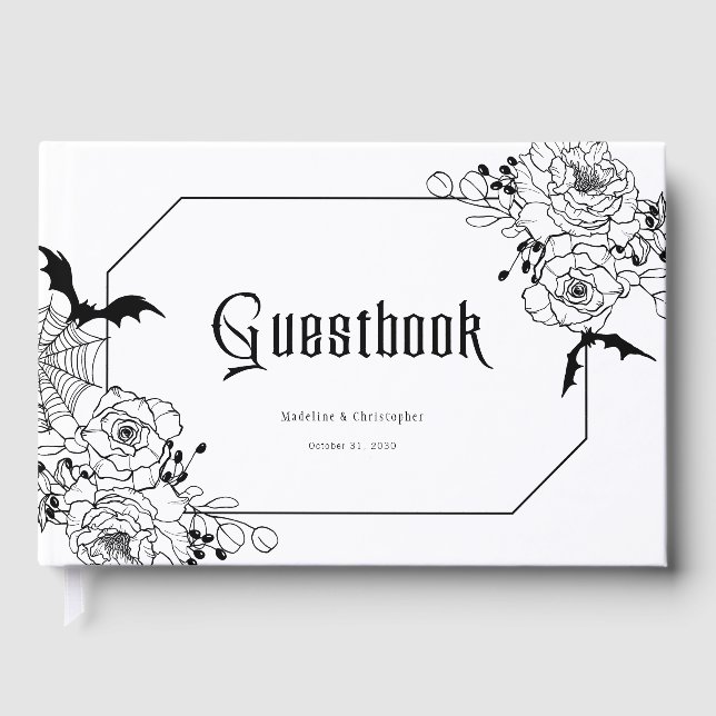 Düster-gotische Blumenhochzeit Gästebuch (Vorderseite)