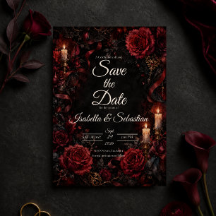 Düster-gotische Rosenhochzeit Save The Date