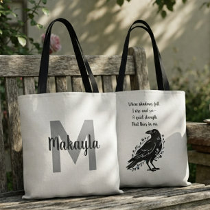 Düster poetische gotische Onyx-Raben-Silhouette Tasche