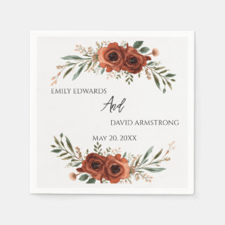 Düster-terrakotta-blumige Boho-Hochzeitsservietten Serviette