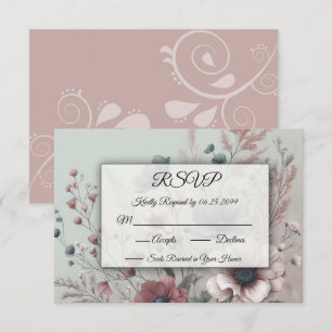 Düstere Blütenblätter und sanfte Serenität Floral RSVP Karte