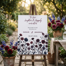 Düstere Burgund & Blaue Blumeneinladung