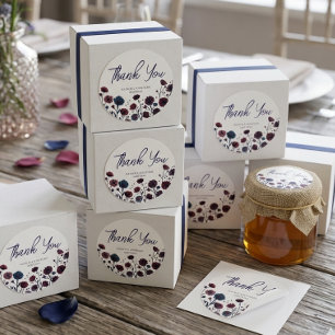 Düstere Burgund & Blaue Florale Hochzeit Runder Aufkleber