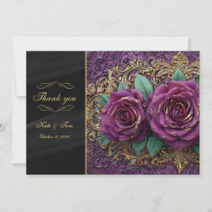 Düstere dunkle florale violette rosa Rosen Gold Ho Dankeskarte