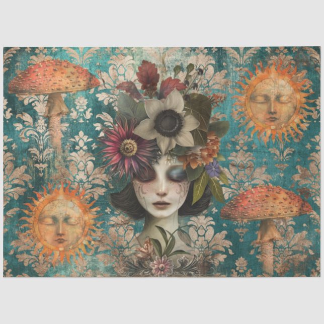 Düstere Fantasy-Garten Collage Decoupage Seidenpapier (Vorderseite)