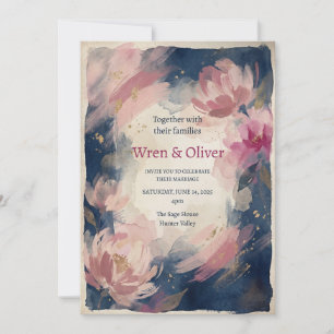 Düstere Florale Aquarell-Hochzeit Einladung