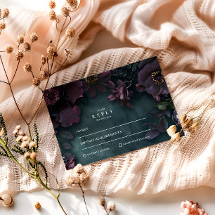 Düstere Florale Hochzeit RSVP Karte