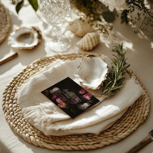 Düstere florale Hochzeitsdetails Burgund & Schwarz RSVP Karte