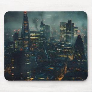 Düstere futuristische stürmische Stadt Mousepad