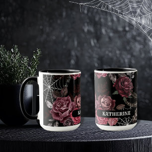 Düstere gotische, florale schwarze Brausebad für d Tasse