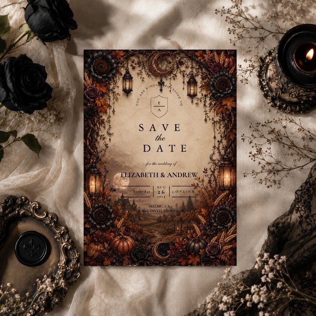Düstere Herbst-Romantik-Hochzeit Save The Date (Von Creator hochgeladen)