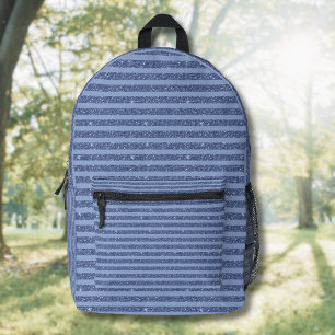 Düstere Indigo-Glitter-Stil-Horizontalstreifen Bedruckter Rucksack