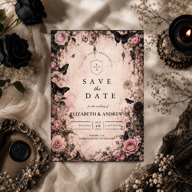Düstere Pink-Gotische Hochzeit Save The Date (Von Creator hochgeladen)