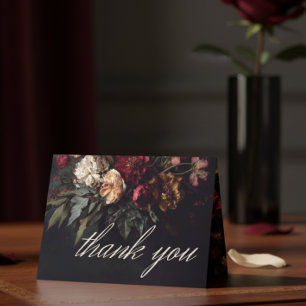 Düstere Romantische Dunkle Florale Gotische Hochze Dankeskarte