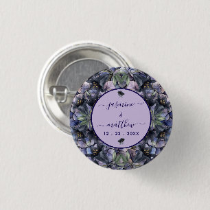 Düstere schwarze Blumen Hochzeit klassischer Paarn Button