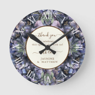 Düstere schwarze Blumenklassiker Paarnamen Hochzei Runde Wanduhr