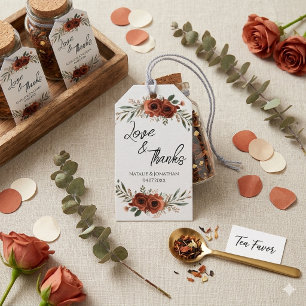 Düstere Terrakotta-Blumen-Boho-Hochzeits-Dankeschö Geschenkanhänger