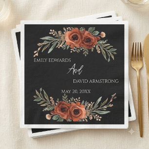 Düstere Terrakotta-Blumen-Boho-Hochzeitsservietten Serviette