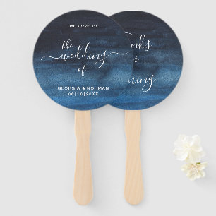 Düstere Wasserfarbe-Navy-Blau-Hochzeit Fächer