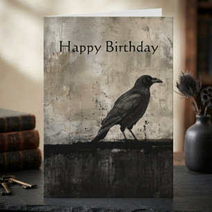 Düsterer Onyx-Gothic-Raben-Silhouette-Geburtstag Karte