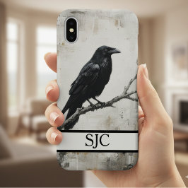 Düsterer Rabe Dark Academia Monogramm iPhone 16 Hülle
