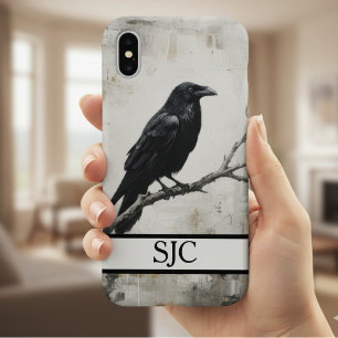 Düsterer Rabe Dark Academia Monogramm iPhone 16 Hülle