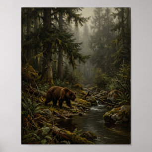 Düsterer wilder Schwarzbärenwald Poster