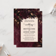Düsteres Burgund & Gold Florales Winterhochzeitsin