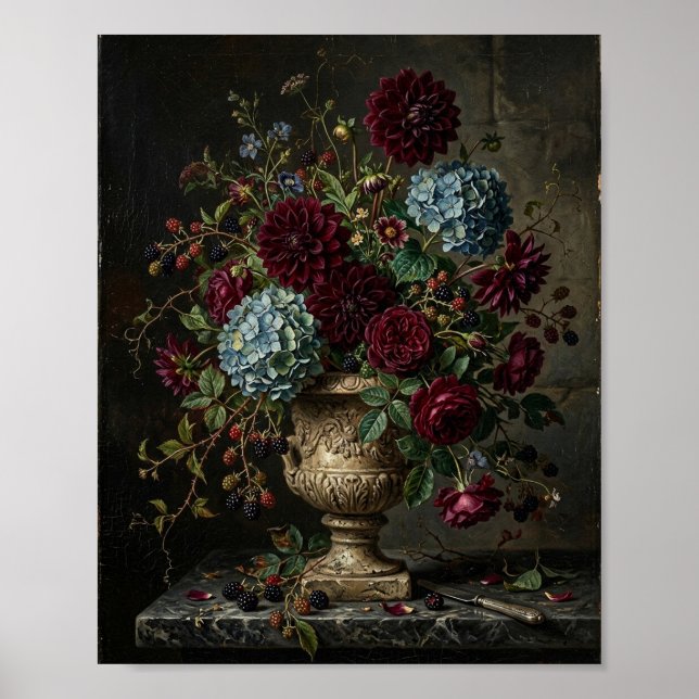 Düsteres dunkles Blumenbild I Poster (Vorne)