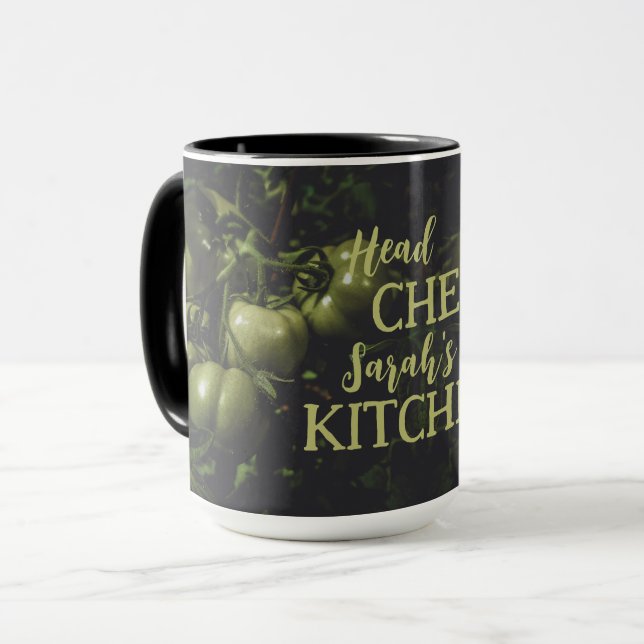 Düsteres Rustikales Grün Tomaten Küche Tasse (Vorderseite Links)