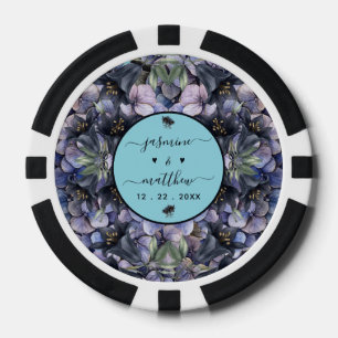 Düsteres schwarzes Blumenklassiker-Paar-Namen-Hoch Pokerchips