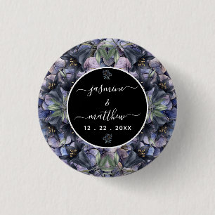 Düsteres schwarzes florales klassisches Paar-Namen Button