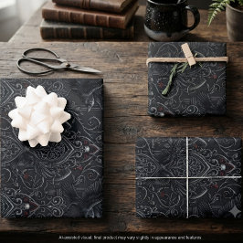 Düsteres viktorianisches Memento-Mori-Andenken Geschenkpapier Set