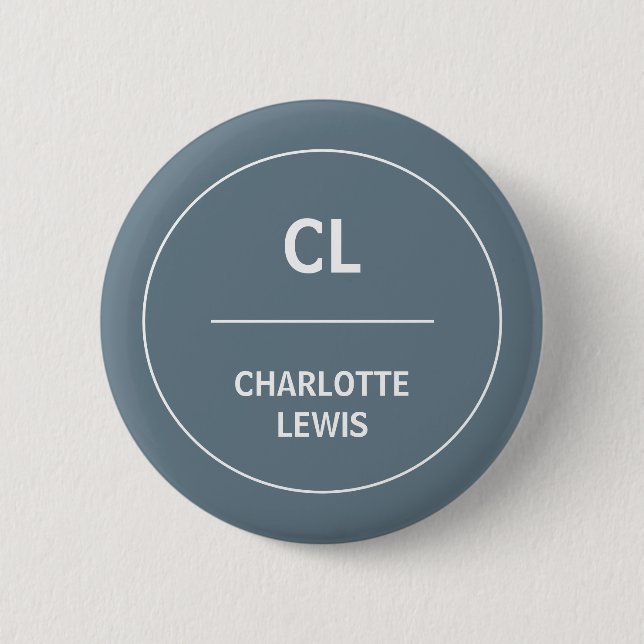 Düstergraues Monogramm-Minimal-Modern-Design Button (Vorderseite)
